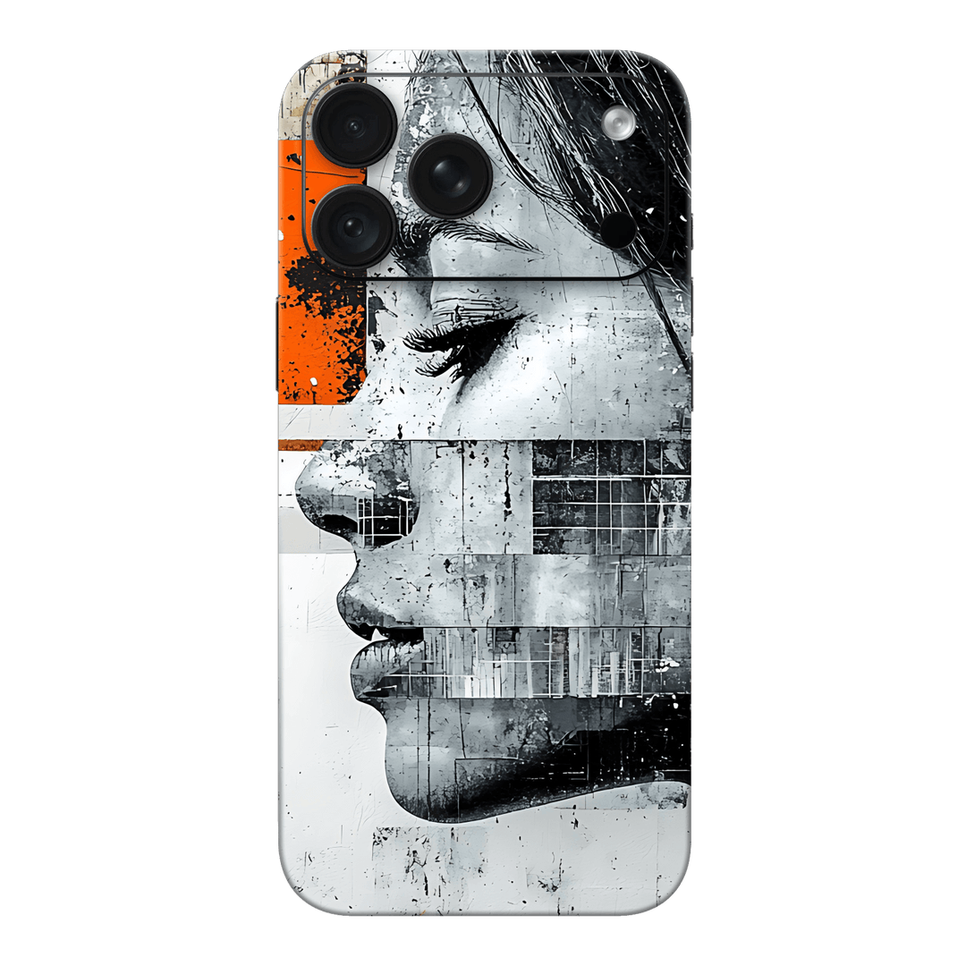 iPhone 18 PRO Printed Custom SIGNATURE “Atelier Portrait” Monochrome Black & White Artistic Portrait Collage Skin Wrap Sticker Decal Cover Protector by QSKINZ | QSKINZ.COM