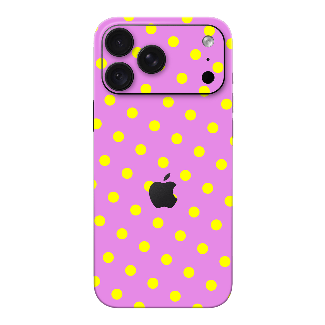 iPhone 18 PRO Printed Custom SIGNATURE “Candy Polka Dot” Playful Pink & Yellow Polka Dot Skin Wrap Sticker Decal Cover Protector by QSKINZ | QSKINZ.COM