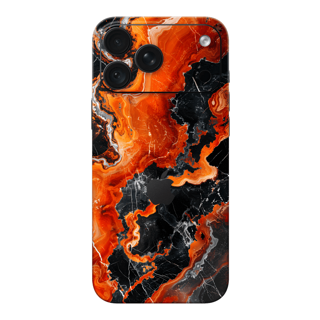 iPhone 18 PRO Printed Custom SIGNATURE “Magmora” AI Lava Orange & Black Skin Wrap Sticker Decal Cover Protector by QSKINZ | QSKINZ.COM