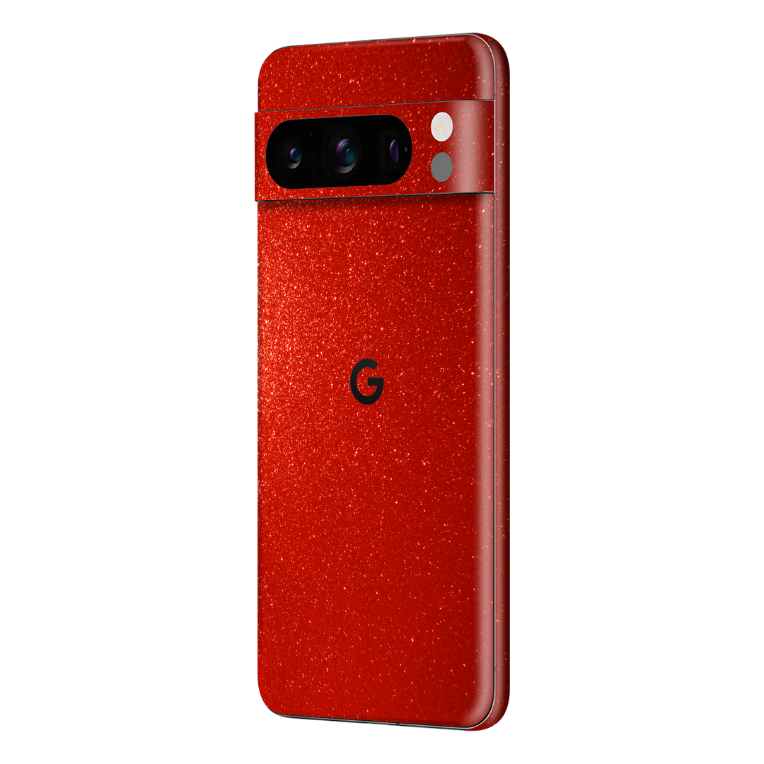 Google Pixel 8 PRO Diamond Red Shimmering Sparkling Glitter Skin Wrap Sticker Decal Cover Protector by EasySkinz | EasySkinz.com