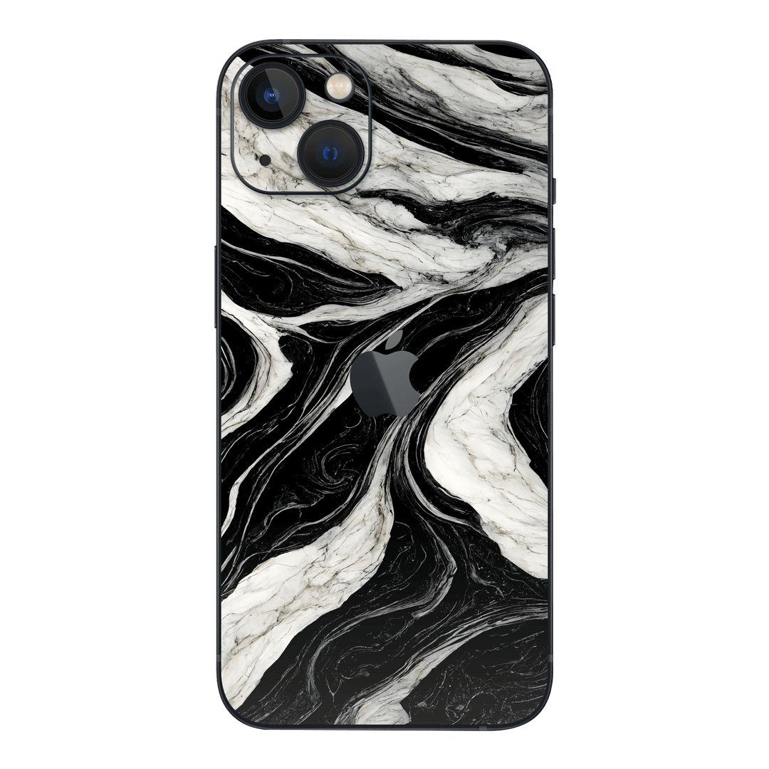 iPhone 14 Print Printed Custom Signature Bianco e Nero Black and White Marble Skin Wrap Sticker Decal Cover Protector by EasySkinz
