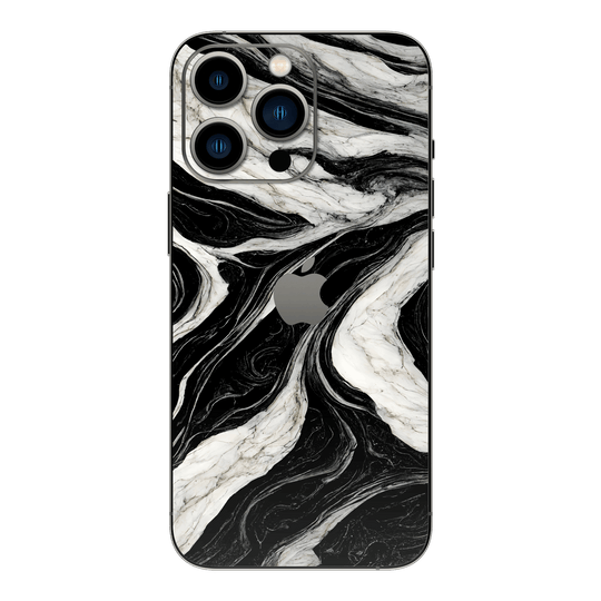 iPhone 14 PRO Print Printed Custom Signature Bianco e Nero Black and White Marble Skin Wrap Sticker Decal Cover Protector by EasySkinz