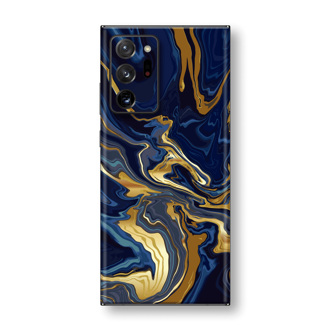 Samsung Galaxy NOTE 20 ULTRA Print Printed Custom SIGNATURE Ocean Blue & Gold Luxury Skin Wrap Sticker Decal Cover Protector by EasySkinz