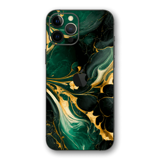 iPhone 12 PRO Print Printed Custom SIGNATURE Agate Geode Royal Green Gold Skin Wrap Sticker Decal Cover Protector by EasySkinz | EasySkinz.com
