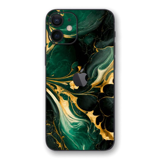 iPhone 12 Print Printed Custom SIGNATURE Agate Geode Royal Green Gold Skin Wrap Sticker Decal Cover Protector by EasySkinz | EasySkinz.com