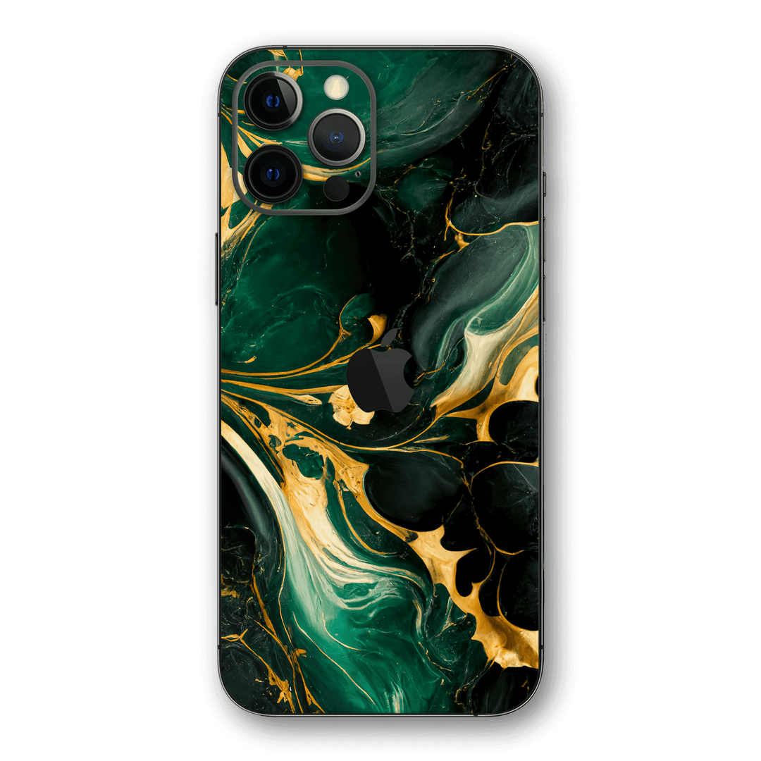 iPhone 12 Pro MAX SIGNATURE AGATE GEODE Royal Green-Gold Skin - Premium Protective Skin Wrap Sticker Decal Cover by QSKINZ | Qskinz.com