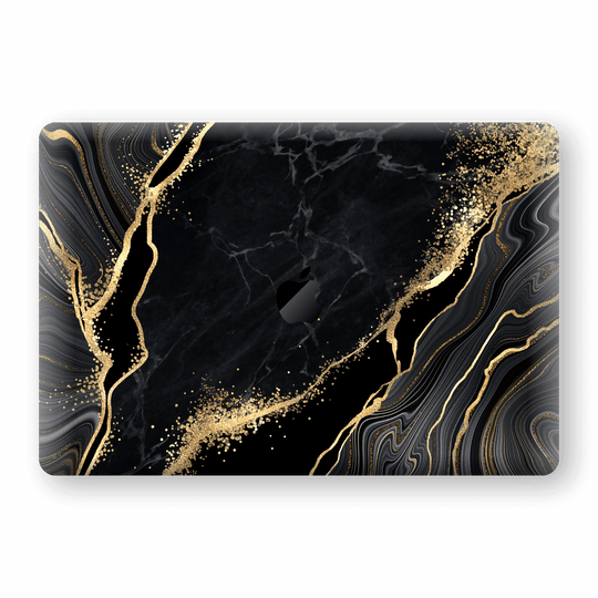 MacBook Pro 13" (2019) Print Printed Custom Signature AGATE GEODE Black-Gold Skin, Decal, Wrap, Protector, Cover by EasySkinz | EasySkinz.com