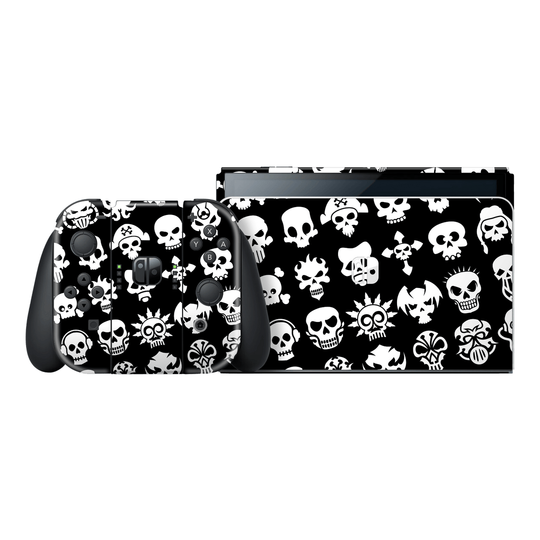Nintendo Switch OLED Print Printed Custom Signature Mixed Skull Symbols Skin Wrap Sticker Decal Cover Protector by EasySkinz | EasySkinz.com
