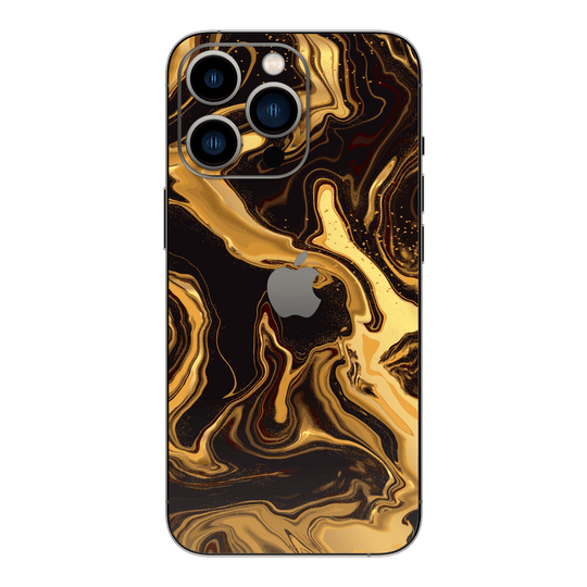 iPhone 14 Pro MAX Print Printed Custom SIGNATURE AGATE GEODE Melted Gold Skin Wrap Sticker Decal Cover Protector by EasySkinz | EasySkinz.com