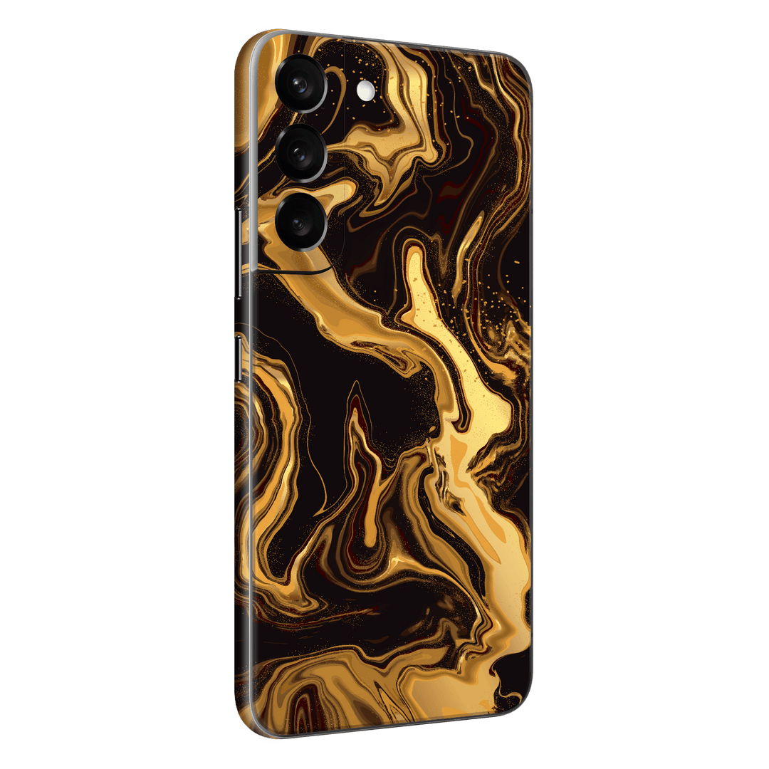 Samsung Galaxy S22+ PLUS Print Printed Custom SIGNATURE AGATE GEODE Melted Gold Skin Wrap Sticker Decal Cover Protector by EasySkinz | EasySkinz.com