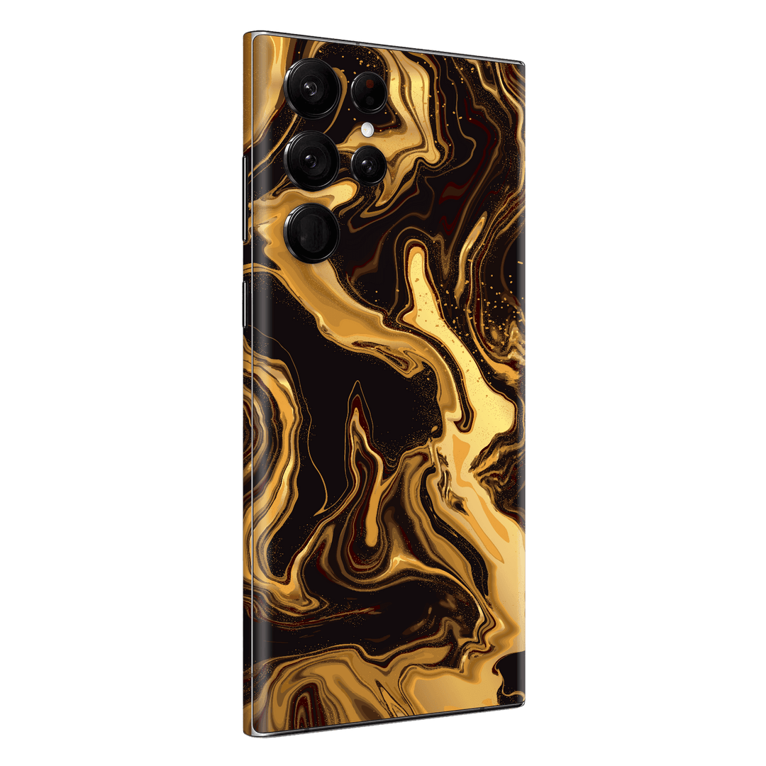 Samsung Galaxy S23 ULTRA Print Printed Custom SIGNATURE AGATE GEODE Melted Gold Skin Wrap Sticker Decal Cover Protector by EasySkinz | EasySkinz.com