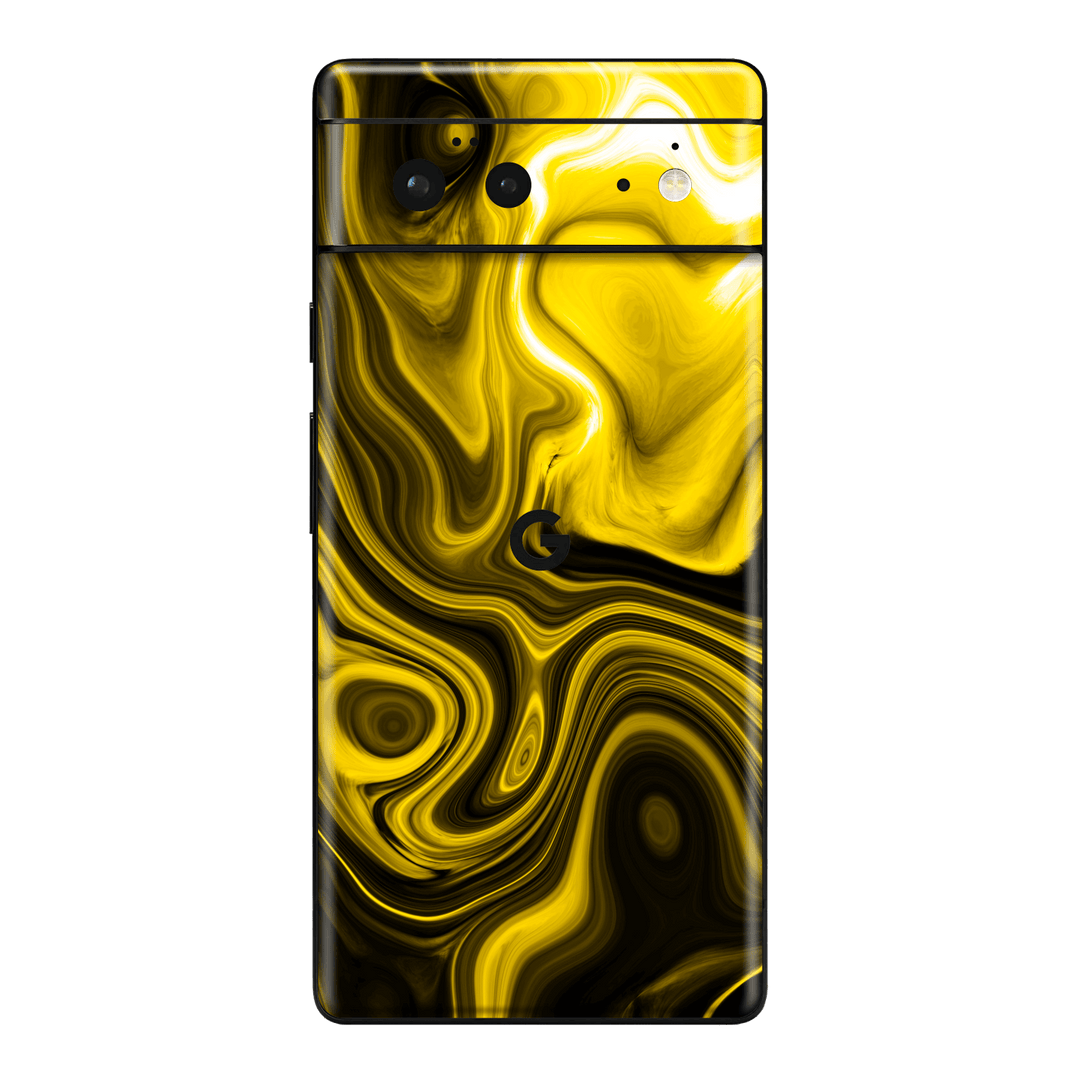 Google Pixel 6 Print Printed Custom Signature Agate Geode Yellow and Black Mixture Skin Wrap Sticker Decal Cover Protector by EasySkinz | EasySkinz.com