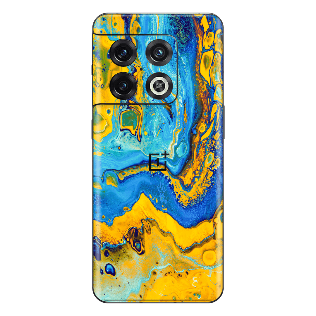 OnePlus 10 PRO SIGNATURE Tuscan Sun Yellow Blue Alcohol Ink Paint Skin, Wrap, Decal, Protector, Cover by EasySkinz | EasySkinz.com