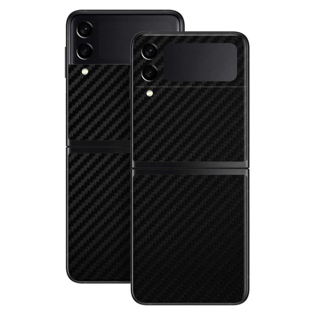 Samsung Galaxy Z Flip 3 Black 3D Textured Carbon Fibre Fiber Skin Wrap Sticker Decal Cover Protector by EasySkinz | EasySkinz.com