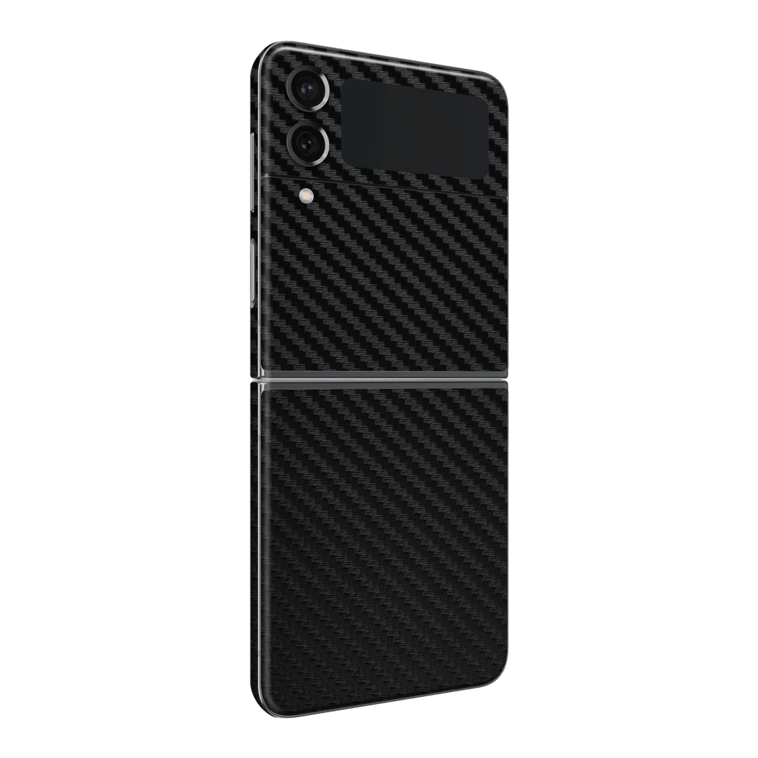 Samsung Galaxy Z Flip 4 (2022) Black 3D Textured Carbon Fibre Fiber Skin Wrap Sticker Decal Cover Protector by EasySkinz | EasySkinz.com