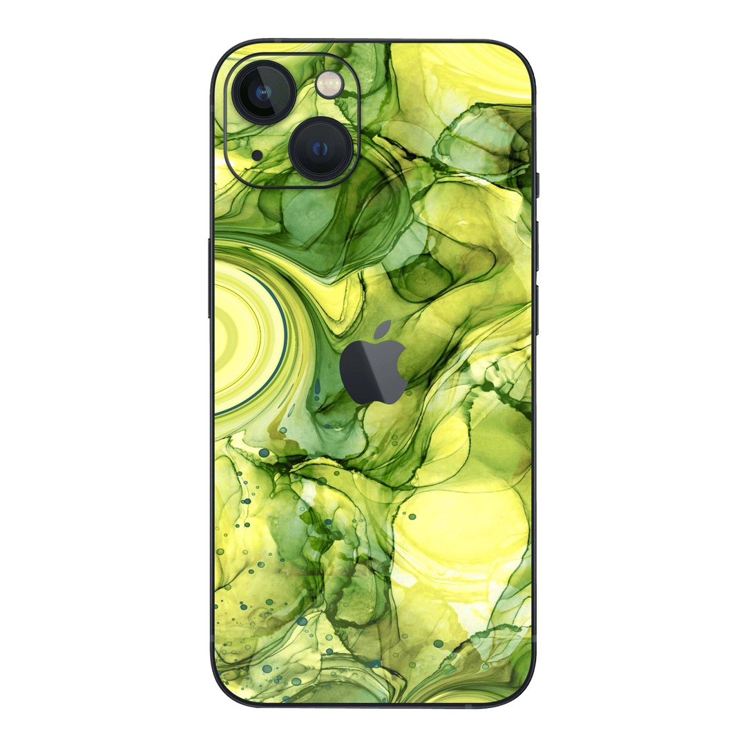 iPhone 13 Print Printed Custom Signature AGATE GEODE Green and Soft Yellow Skin Wrap Sticker Decal Cover Protector by EasySkinz