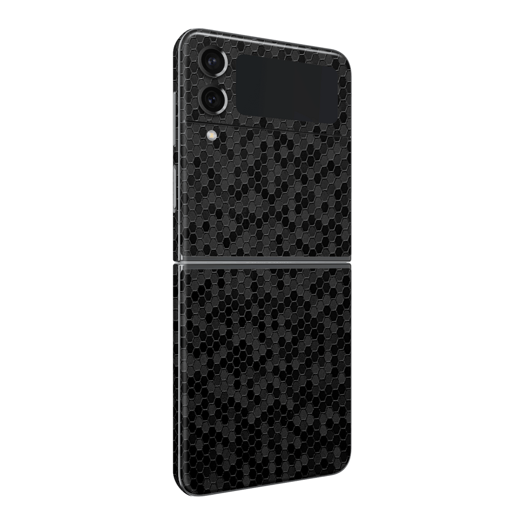 Samsung Galaxy Z Flip 4 (2022) Luxuria Black Honeycomb 3D Textured Skin Wrap Sticker Decal Cover Protector by EasySkinz | EasySkinz.com