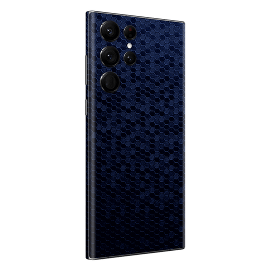 Samsung Galaxy S22 ULTRA Luxuria Navy Blue Honeycomb 3D Textured Skin Wrap Decal Cover Protector by EasySkinz | EasySkinz.com