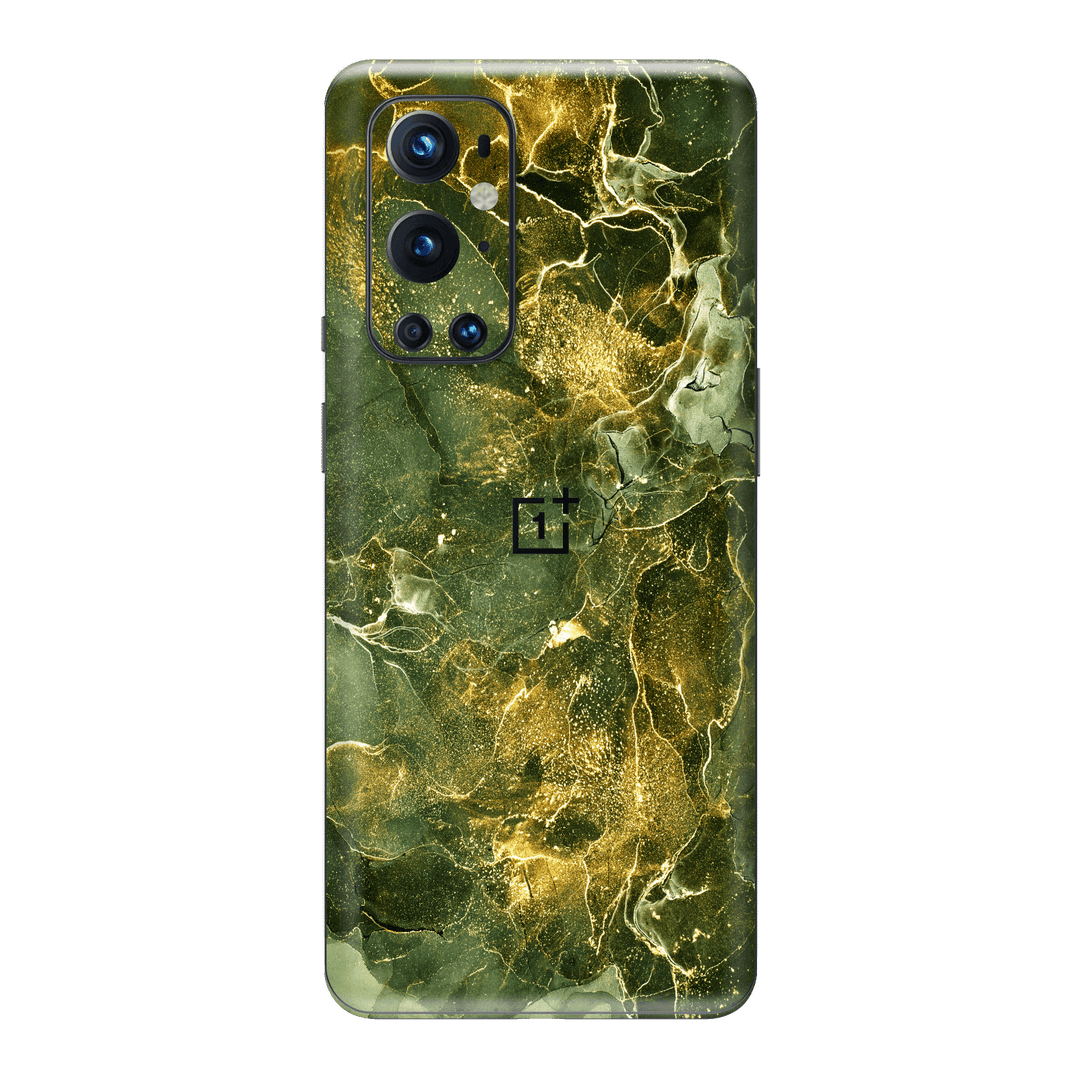 OnePlus 9 Pro Print Printed Custom Signature AGATE GEODE Royal Green-Gold Skin Wrap Sticker Decal Cover Protector by EasySkinz
