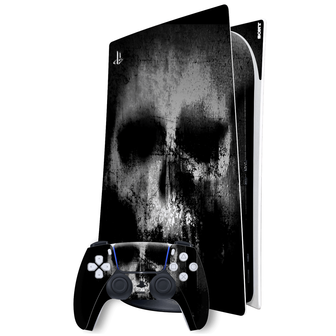 Playstation 5 (PS5) DIGITAL EDITION SIGNATURE Horror Black & White SKULL Skin, Wrap, Decal, Protector, Cover by EasySkinz | EasySkinz.com