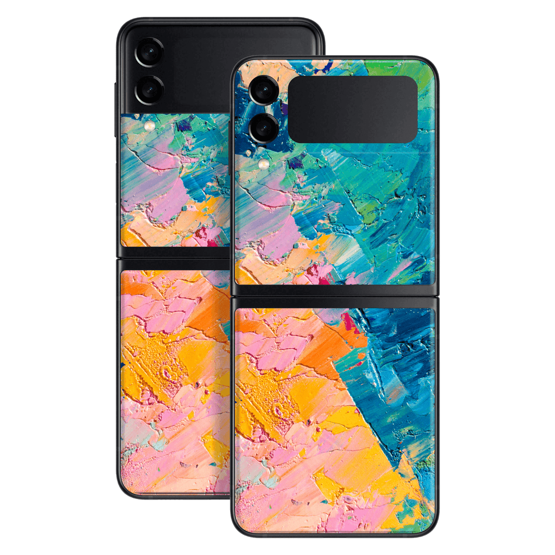 Samsung Galaxy Z Flip 3 Print Printed Custom Signature Abstract Painting of Sea and Sands Skin Wrap Sticker Decal Cover Protector by EasySkinz | EasySkinz.com