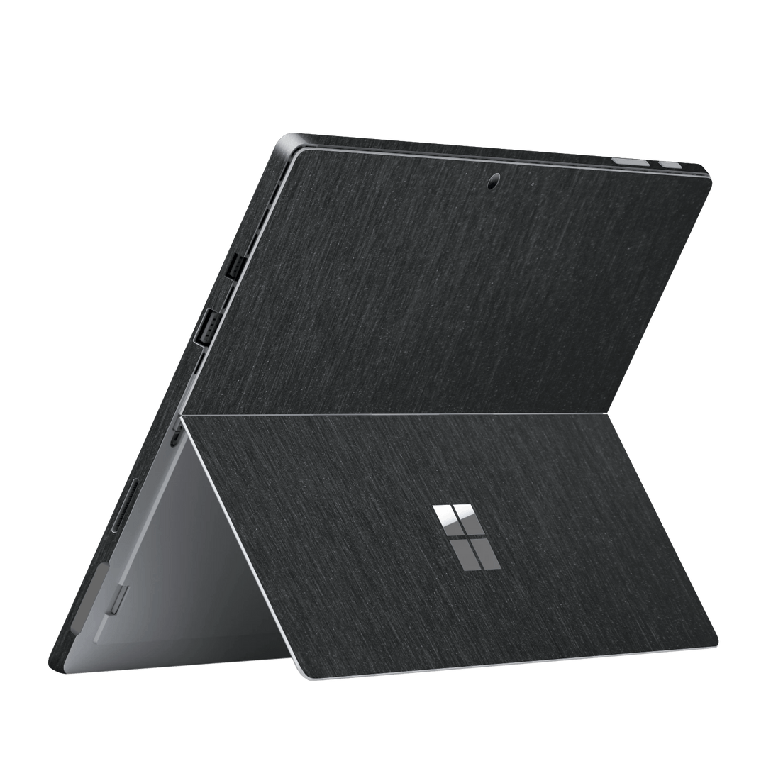 Microsoft Surface Pro (2017) Brushed Metal Black Metallic Skin Wrap Sticker Decal Cover Protector by EasySkinz