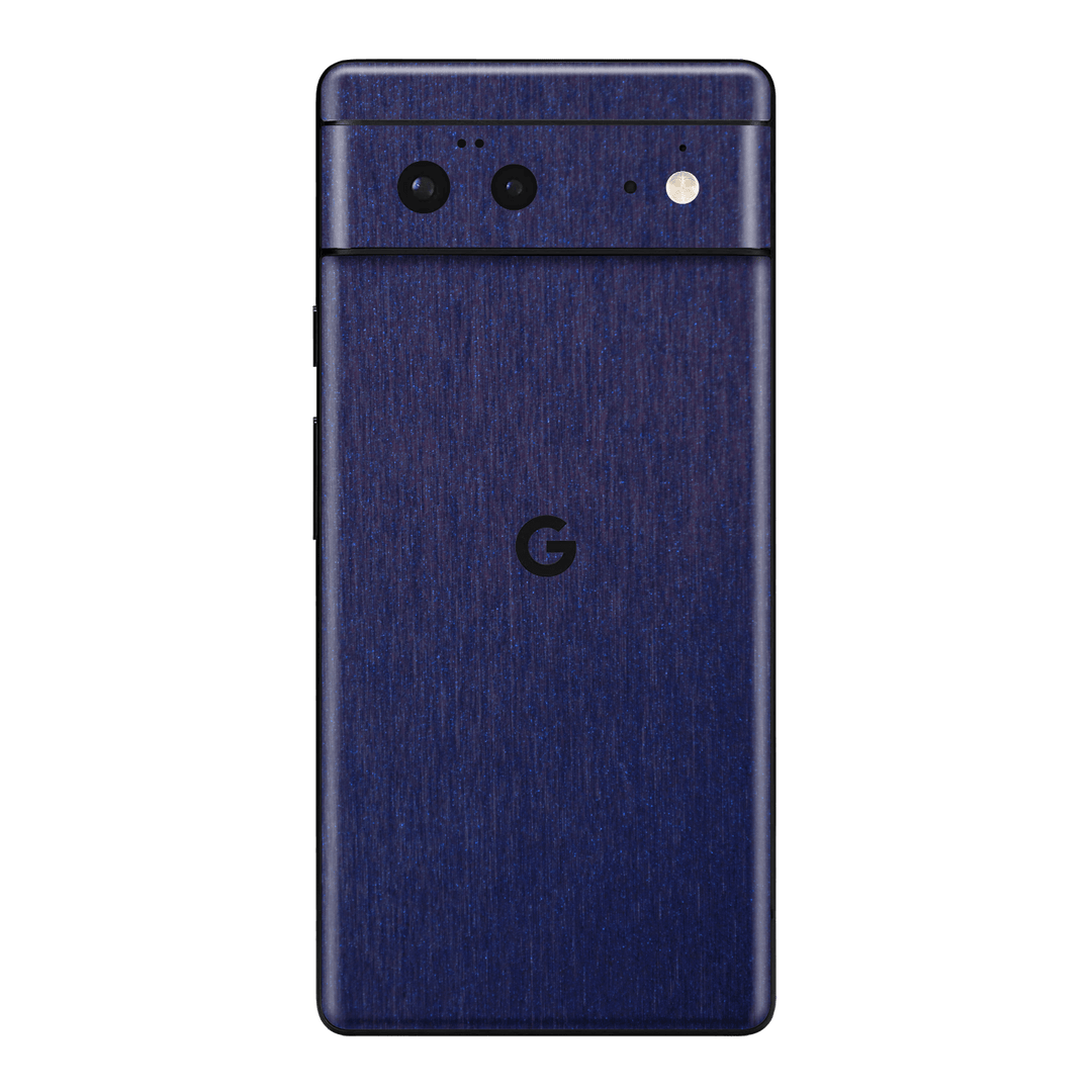 Google Pixel 6 Brushed Metal Blue Metallic Skin Wrap Sticker Decal Cover Protector by EasySkinz | EasySkinz.com