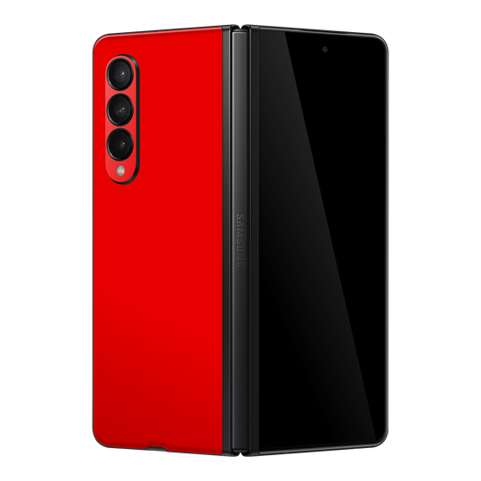 Samsung Galaxy Z Fold 3 Gloss Glossy Bright Red Skin Wrap Sticker Decal Cover Protector by EasySkinz