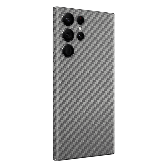 Samsung Galaxy S22 ULTRA Grey Metallic 3D Textured Carbon Fibre Fiber Skin Wrap Decal Cover Protector by EasySkinz | EasySkinz.com