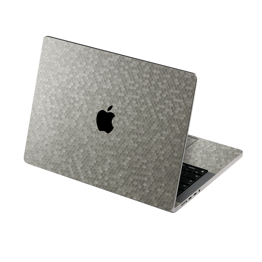 MacBook PRO 16" (2021) Luxuria Silver Honeycomb 3D Textured Skin Wrap Sticker Decal Cover Protector by EasySkinz | EasySkinz.com