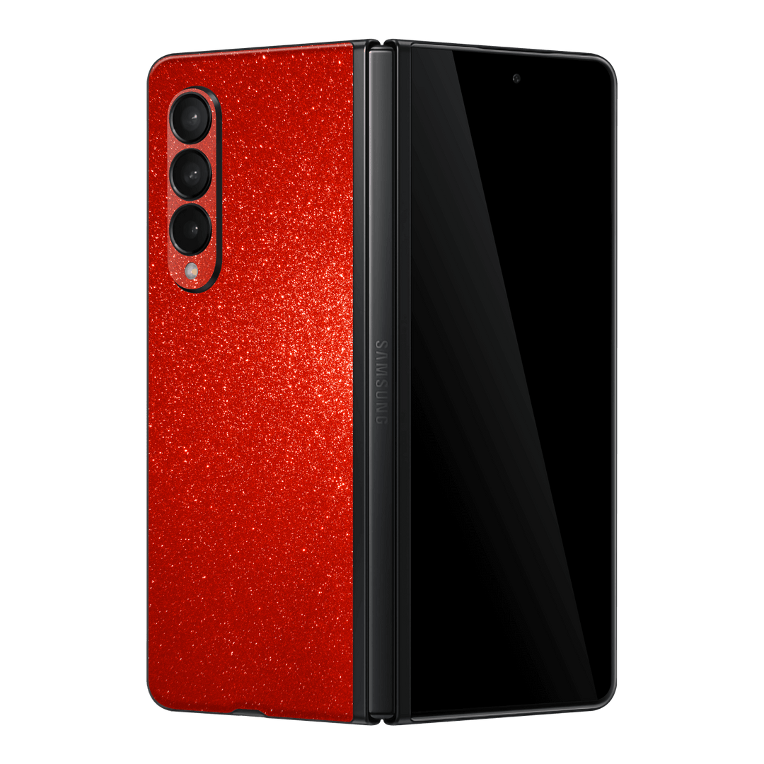 Samsung Galaxy Z Fold 3 Diamond Red Shimmering Sparkling Glitter Skin Wrap Sticker Decal Cover Protector by EasySkinz