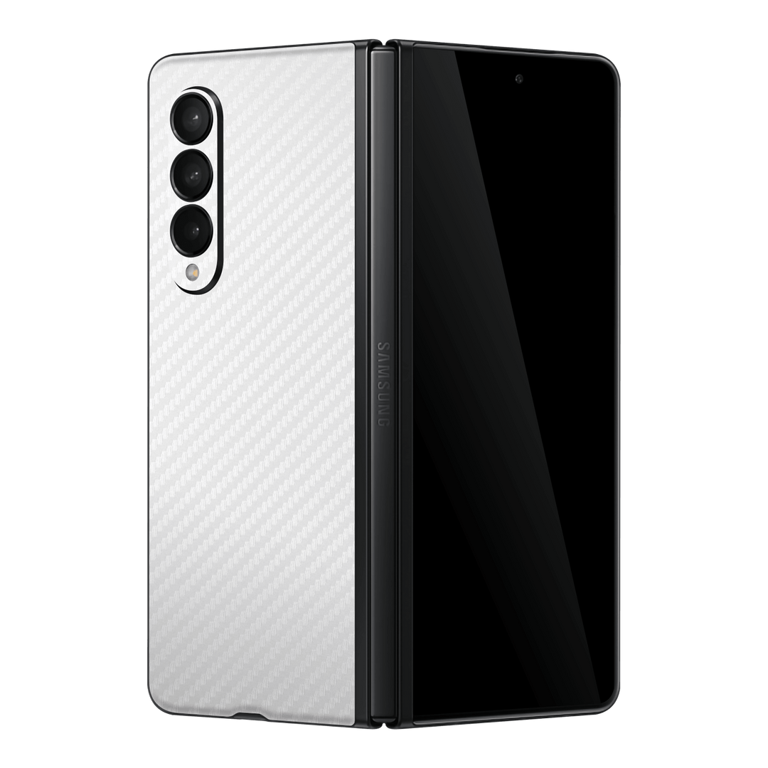 Samsung Galaxy Z Fold 3 White 3D Textured Carbon Fibre Fiber Skin Wrap Sticker Decal Cover Protector by EasySkinz