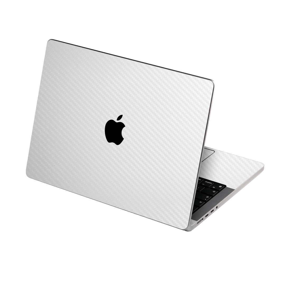 MacBook PRO 14" (2021) White 3D Textured Carbon Fibre Fiber Skin Wrap Sticker Decal Cover Protector by EasySkinz | EasySkinz.com