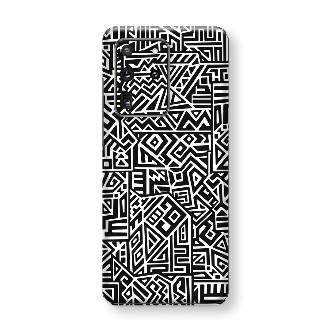 Samsung Galaxy S20 ULTRA Print Printed Custom SIGNATURE Black and White Geometric Tribal Secret Camouflage Skin Wrap Sticker Decal Cover Protector by EasySkinz