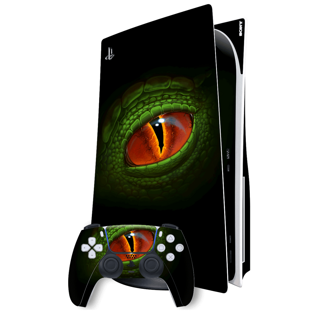 Playstation 5 (PS5) DISC Edition SIGNATURE Emerald Green Pit Viper Skin Wrap Sticker Decal Cover Protector by EasySkinz | EasySkinz.com