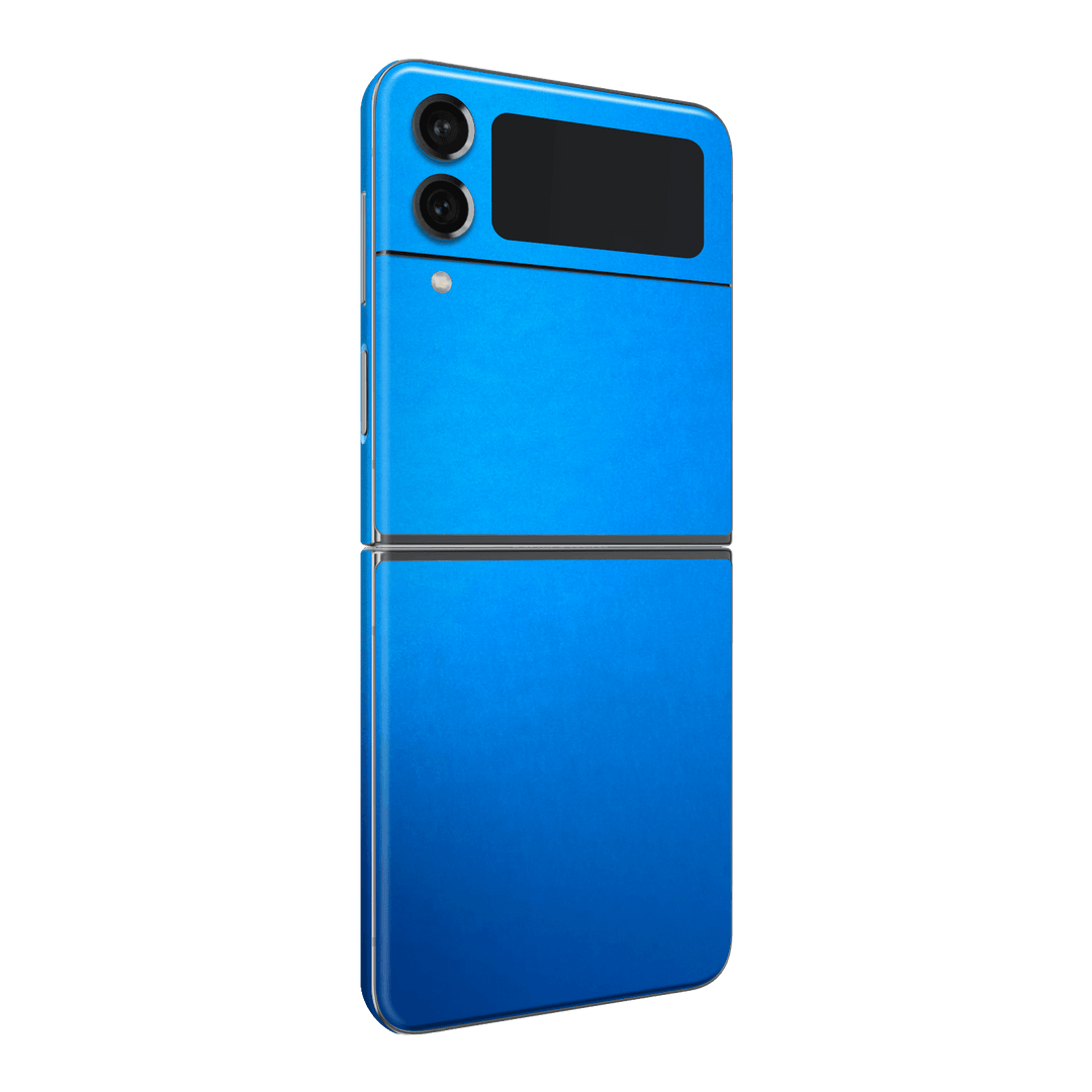 Samsung Galaxy Z Flip 4 (2022) Satin Blue Metallic Matt Matte Skin Wrap Sticker Decal Cover Protector by EasySkinz | EasySkinz.com