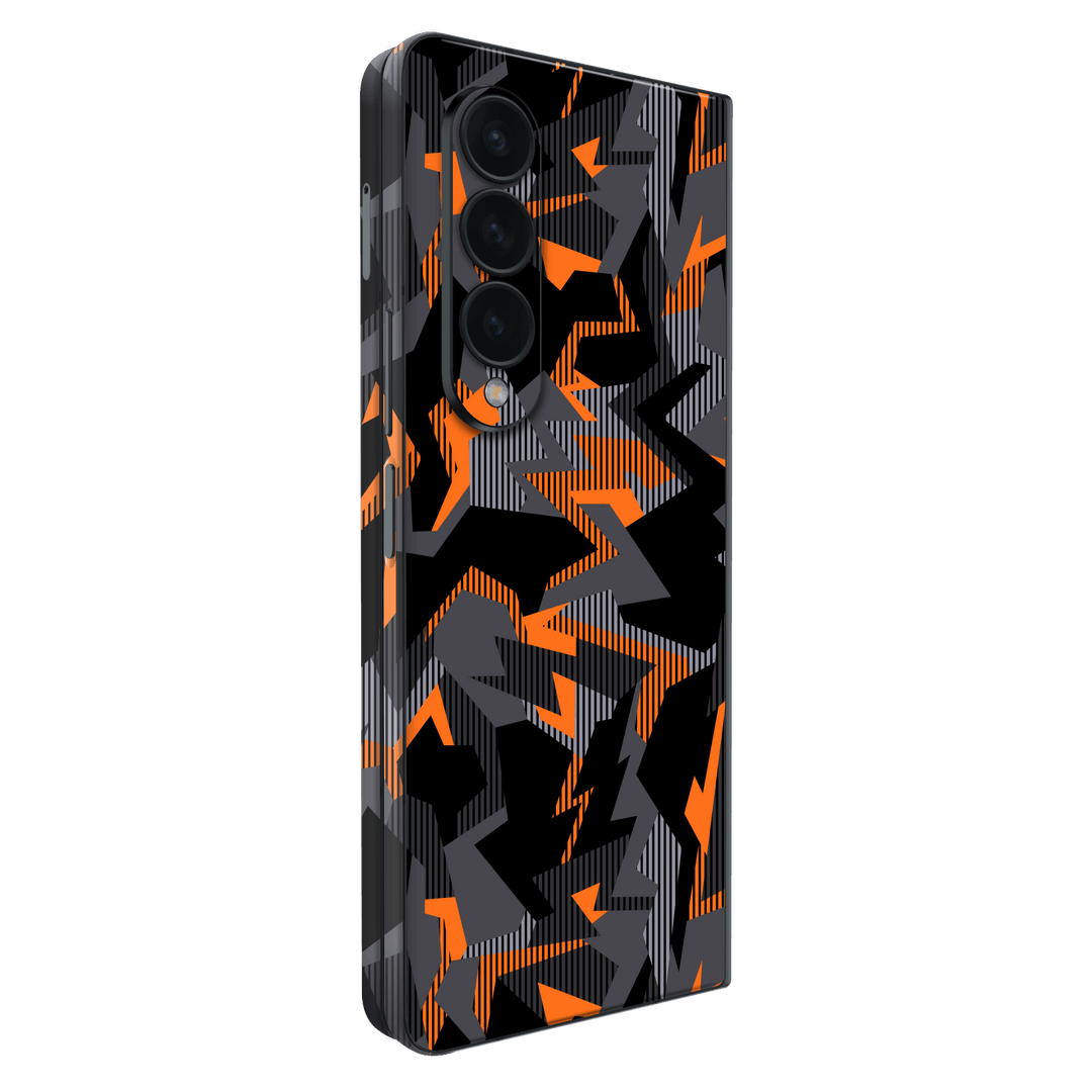 Samsung Galaxy Z Fold 4 (2022) Print Printed Custom Signature Sharp-Edged Orange Camo Camouflage Skin Wrap Sticker Decal Cover Protector by EasySkinz | EasySkinz.com