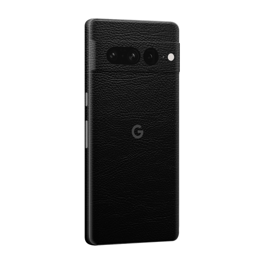 Google Pixel 7 PRO (2022) BLACK LEATHER Skin Wrap Sticker Decal Cover Protector by EasySkinz | EasySkinz.com