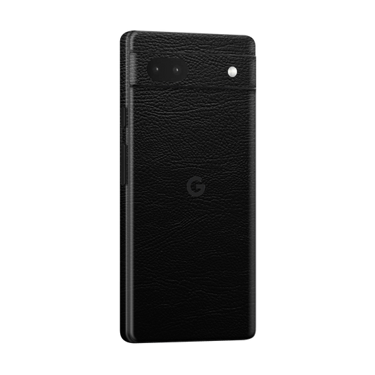 Google Pixel 6a (2022) BLACK LEATHER Skin Wrap Sticker Decal Cover Protector by EasySkinz | EasySkinz.com
