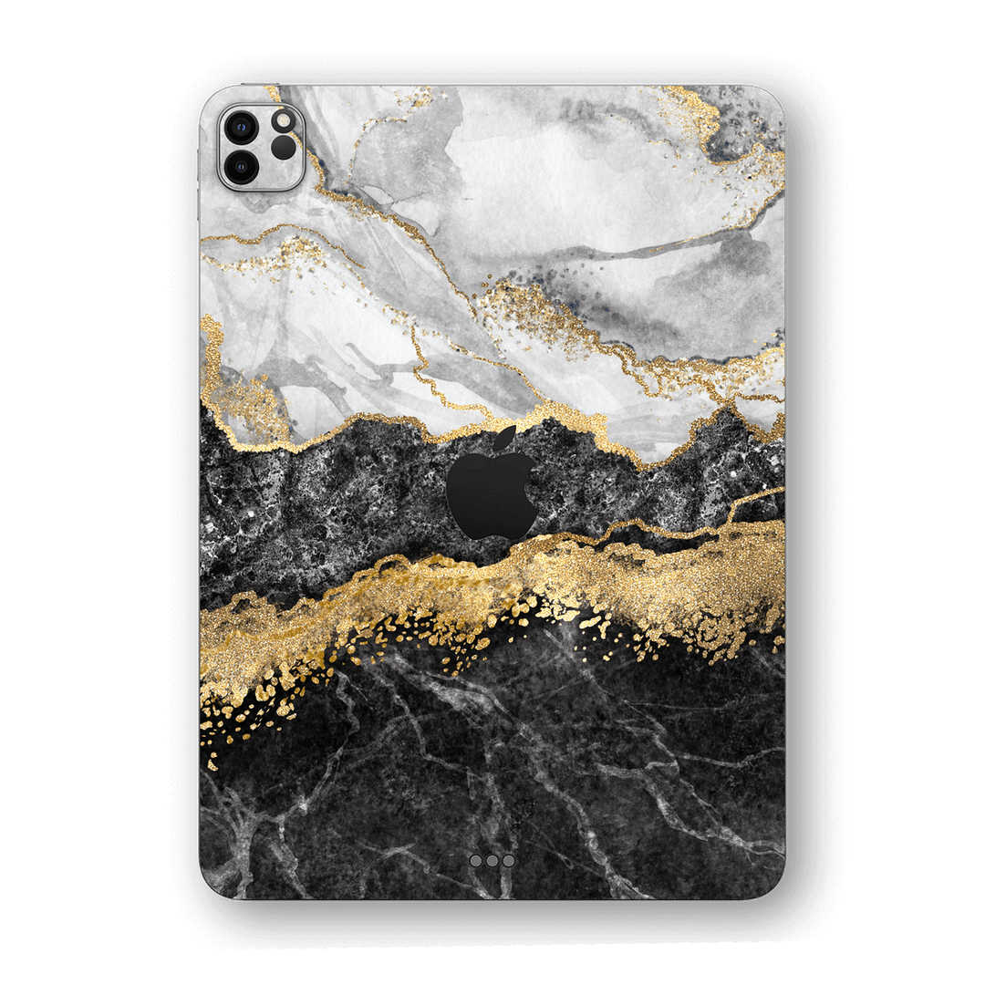iPad PRO 11" (2020) SIGNATURE Golden WHITE-Slate Marble Skin, Wrap, Decal, Protector, Cover by EasySkinz | EasySkinz.com