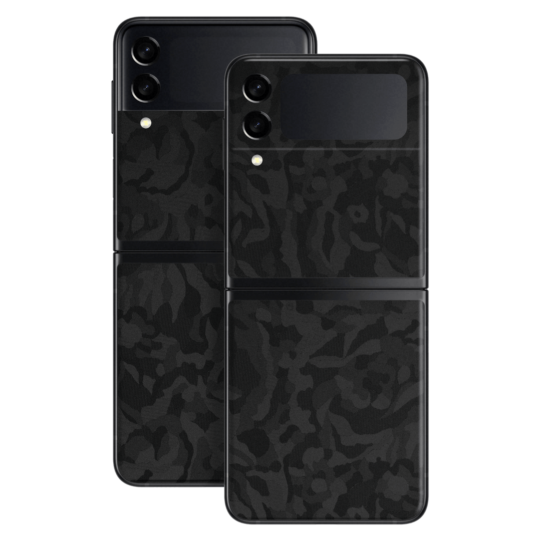 Samsung Galaxy Z Flip 3 Luxuria Black 3D Textured Camo Camouflage Skin Wrap Sticker Decal Cover Protector by EasySkinz | EasySkinz.com