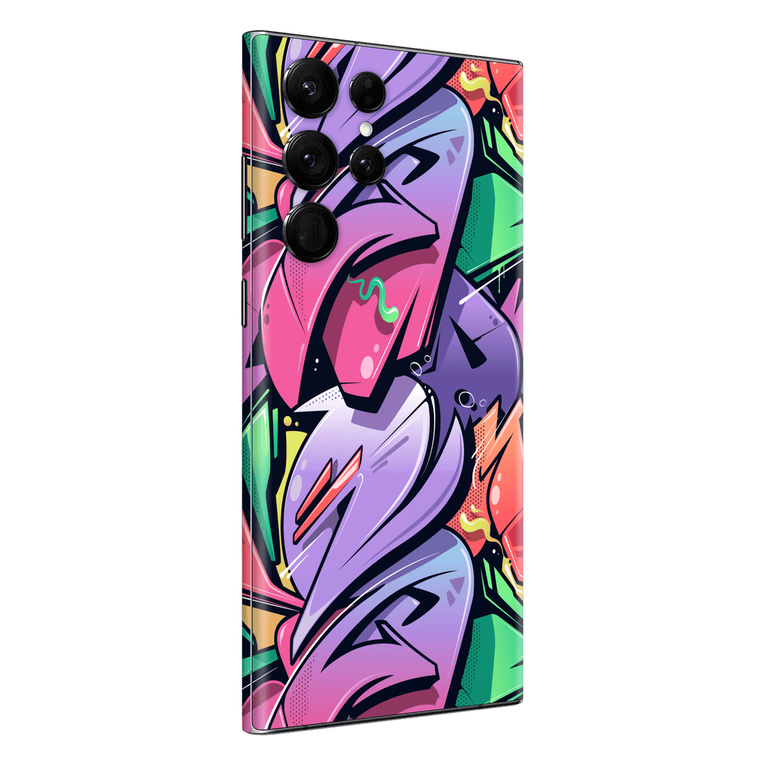 Samsung Galaxy S23 ULTRA Print Printed Custom SIGNATURE Japanese Style Pop Art Graffiti Pop Culture Purple Pink Yellow Green Skin, Wrap, Decal, Protector, Cover by EasySkinz | EasySkinz.com
