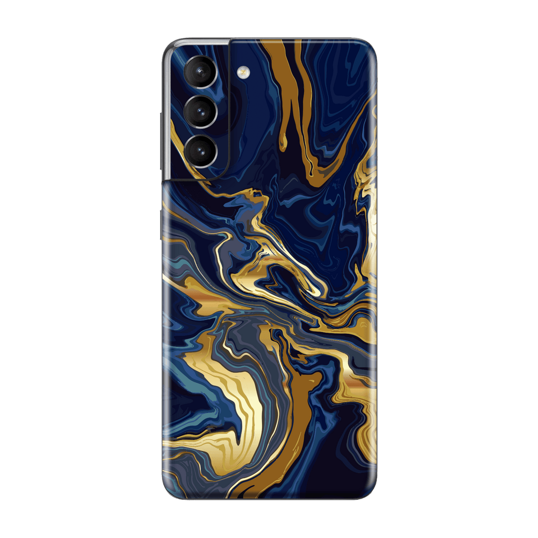Samsung Galaxy S21+ PLUS Print Printed Custom Signature Ocean Blue & Gold Luxury Skin, Wrap, Decal, Protector, Cover by EasySkinz | EasySkinz.com