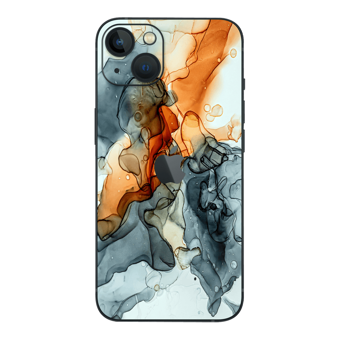 iPhone 14 Plus Print Printed Custom Signature Agate Geode Moonstone Grey Orange Skin Wrap Sticker Decal Cover Protector by EasySkinz