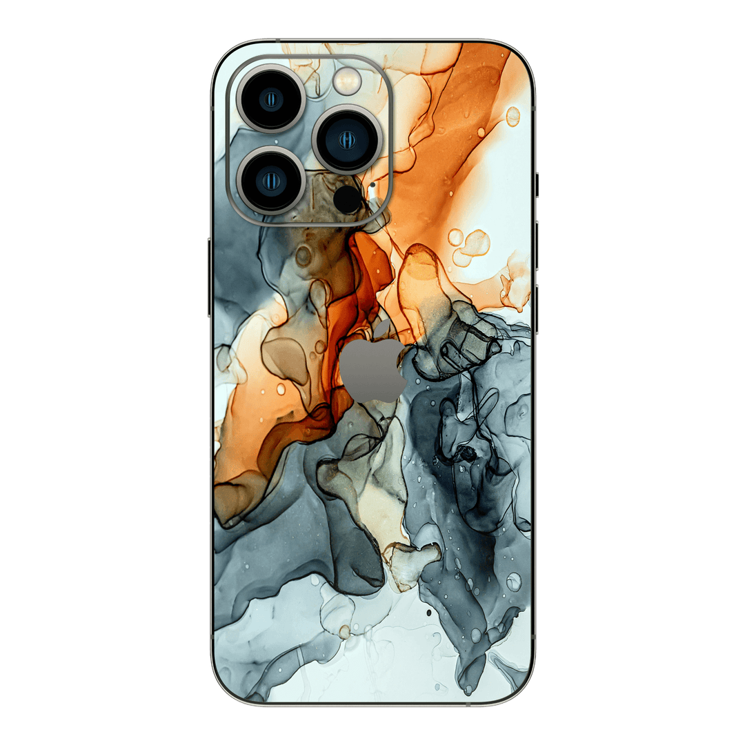 iPhone 14 Pro MAX Print Printed Custom Signature Agate Geode Moonstone Grey Orange Skin Wrap Sticker Decal Cover Protector by EasySkinz