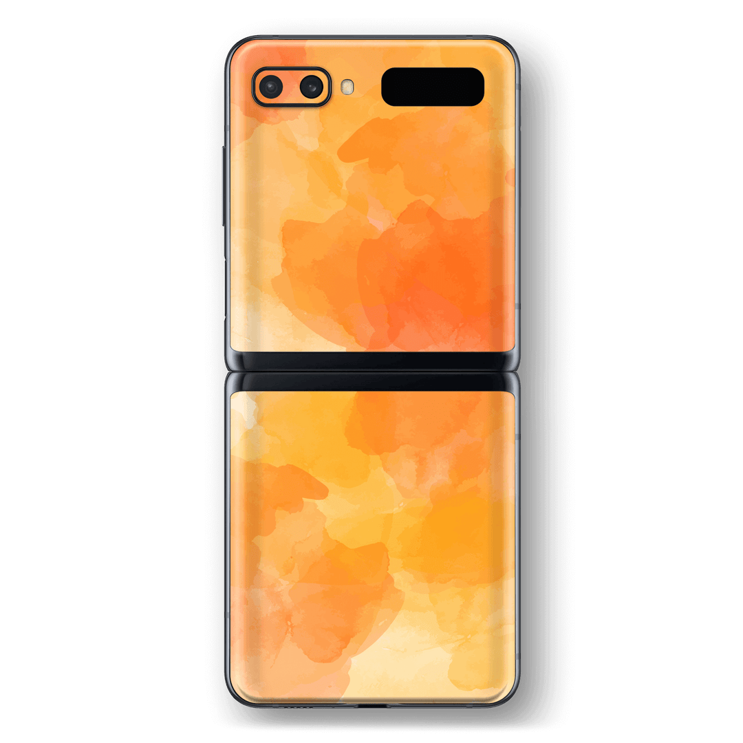 Samsung Galaxy Z Flip 5G Print Printed Custom SIGNATURE Orange Watercolour Skin Wrap Sticker Decal Cover Protector by EasySkinz