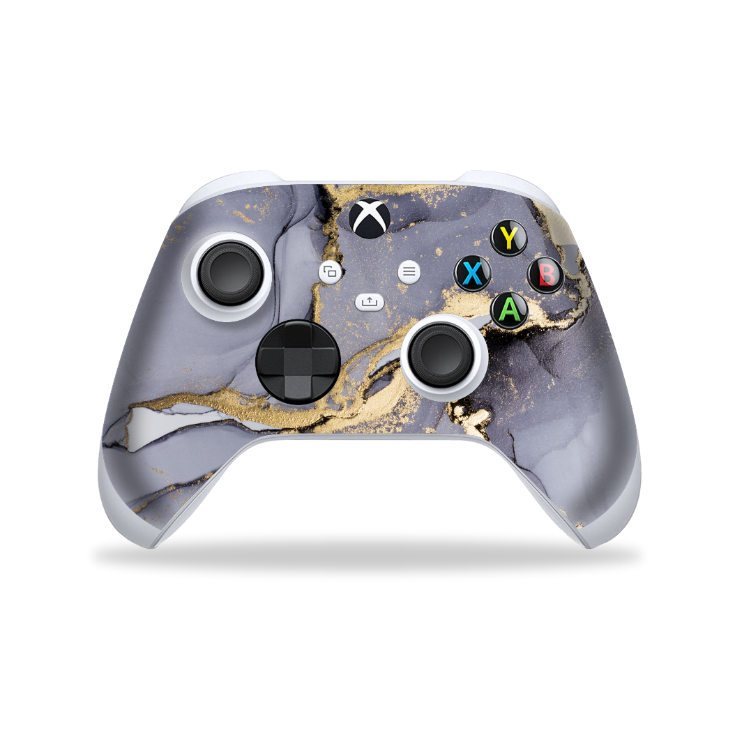 XBOX Series X CONTROLLER Skin - Print Printed Custom Signature AGATE GEODE Pastel Grey-Gold Skin, Wrap, Decal, Protector, Cover by EasySkinz | EasySkinz.com
