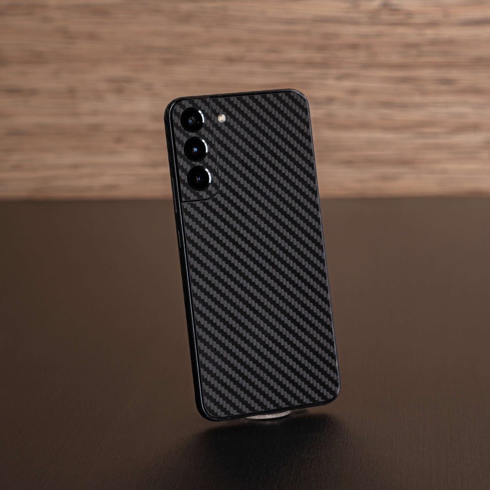 Samsung Galaxy S22+ PLUS Black 3D Textured Carbon Fibre Fiber Skin Wrap Decal Cover Protector by EasySkinz | EasySkinz.com