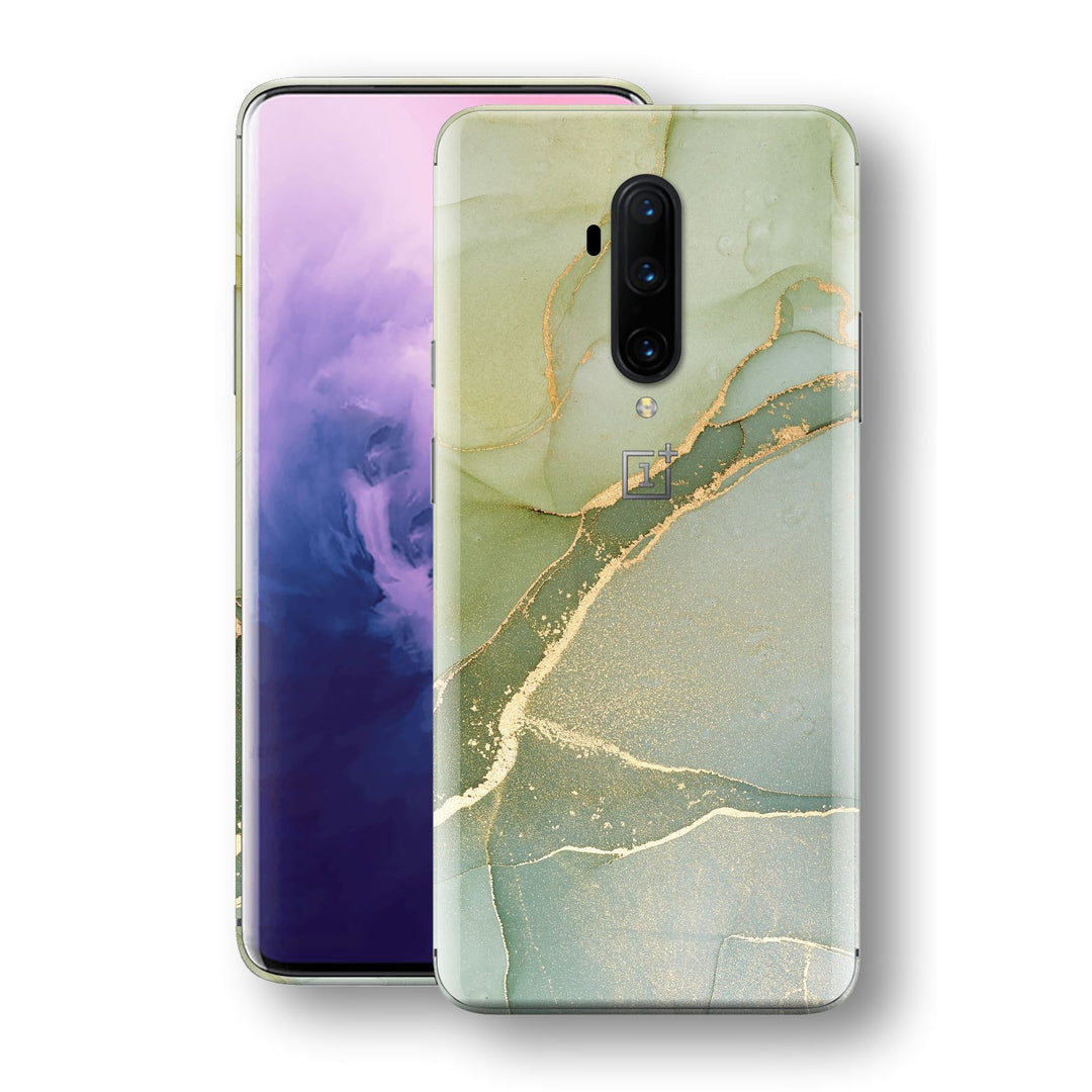 OnePlus 7T PRO Print Custom SIGNATURE AGATE GEODE Green-Gold Skin, Wrap, Decal, Protector, Cover by EasySkinz | EasySkinz.com