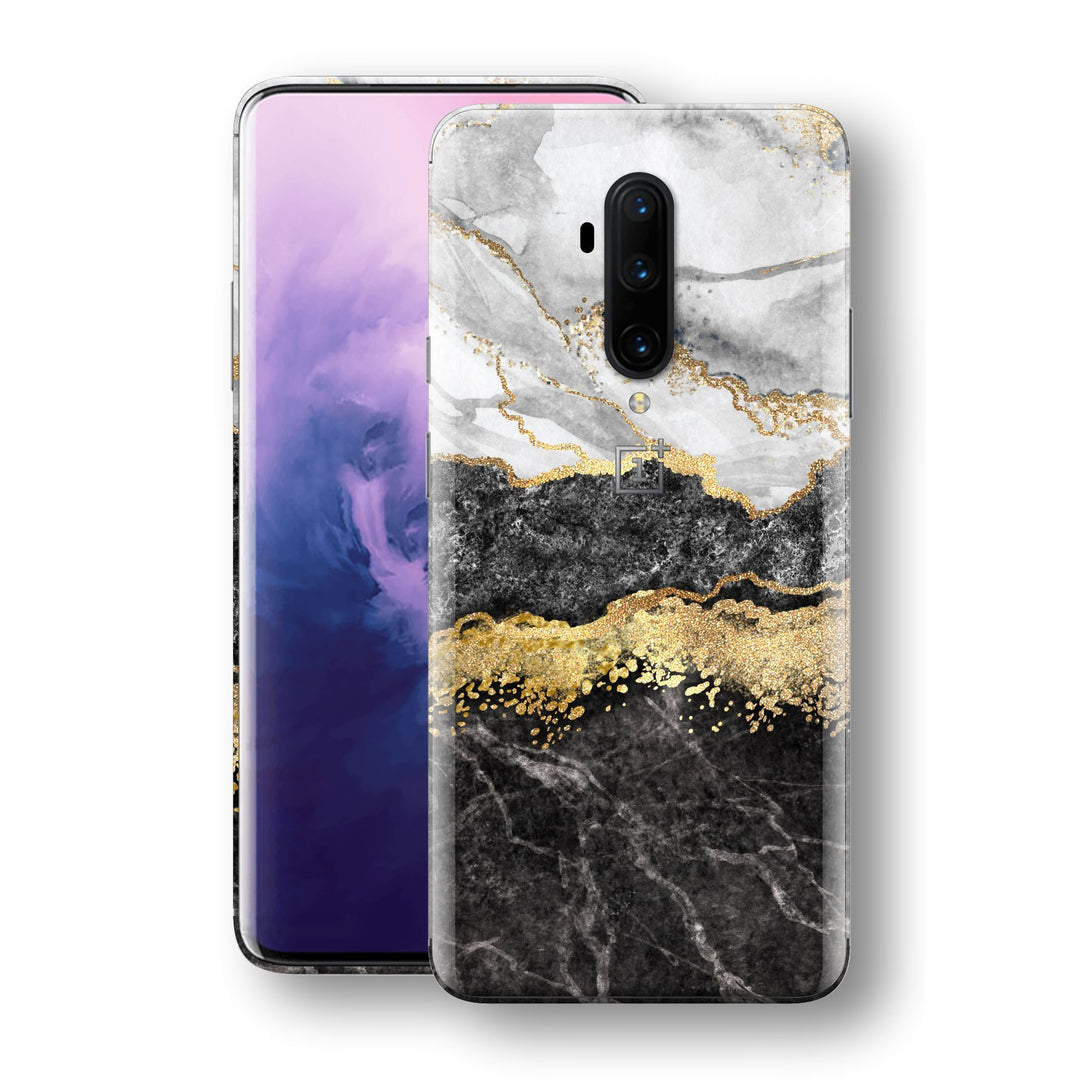 OnePlus 7T PRO Print Custom SIGNATURE Golden White-Slate Marble Skin, Wrap, Decal, Protector, Cover by EasySkinz | EasySkinz.com